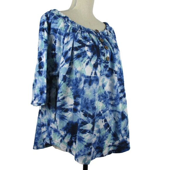 French Laundry Smocked Neck Tie Dye Top Size XL - Picture 2 of 6